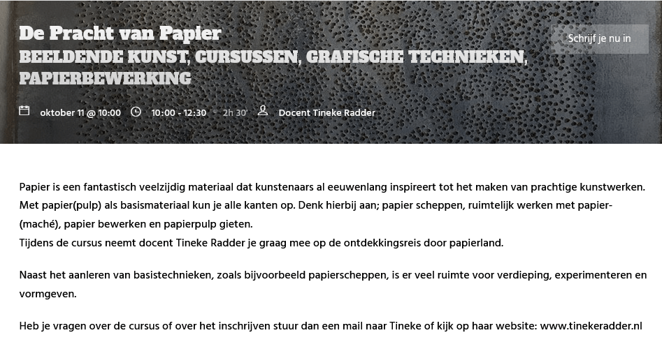 Cursus De pracht van papier bij Kade40 in Vlaardingen